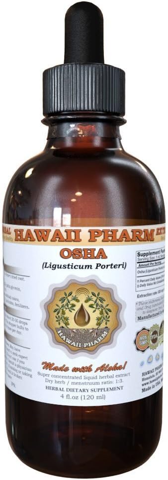 Hawaii Pharm OSHA (Ligusticum porteri) Vedelikekstrakt, tinktuur, taimelisand, valmistatud USAs, 2 fl.oz