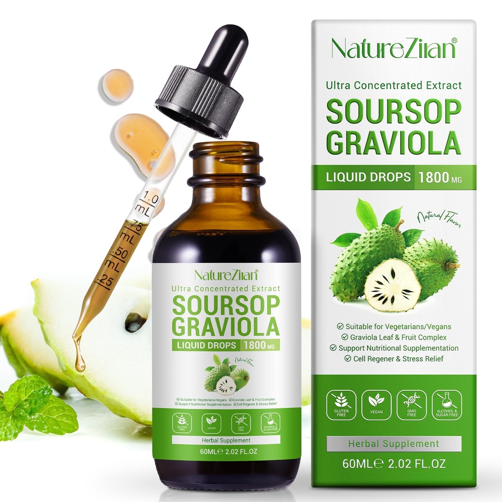 Soursop Graviola Vedelad tilgad - Soursop Bitters Vedelik - Soursop Leaves Extract - Natural Antioxidant - Cell Support & Regeneration - Immune Boost - Relax - Maks ja uni (1)