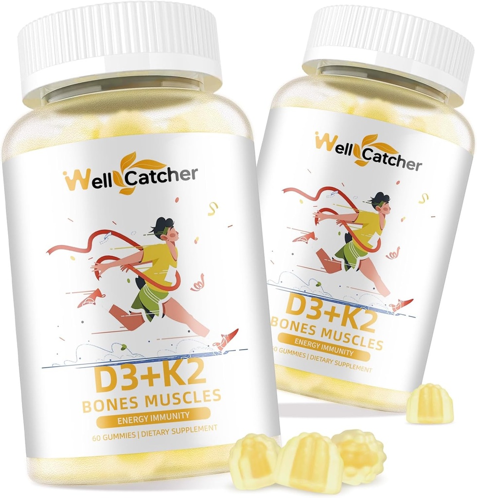 Vitamiin D3 K2 Gummies - Vitamiin D3 5000IU K2 (MK-7) 120mcg toidulisandeid vitamiin B Komplekssuhkru tasuta täiskasvanutele Lapsed Toetab Luuhambad Tugevus Immuunsus Mango Maitse 60 Loeb 2 pakendit