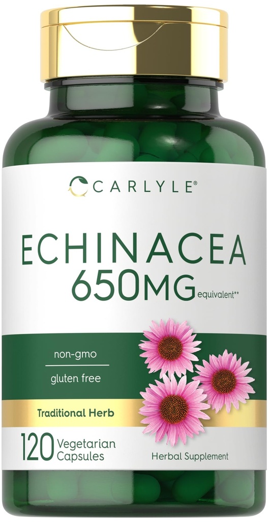 Carlyle Echinacea | 650mg | 120 kapslit | Taimetoitlane, mitte-GMO ja gluteenivaba toidulisand