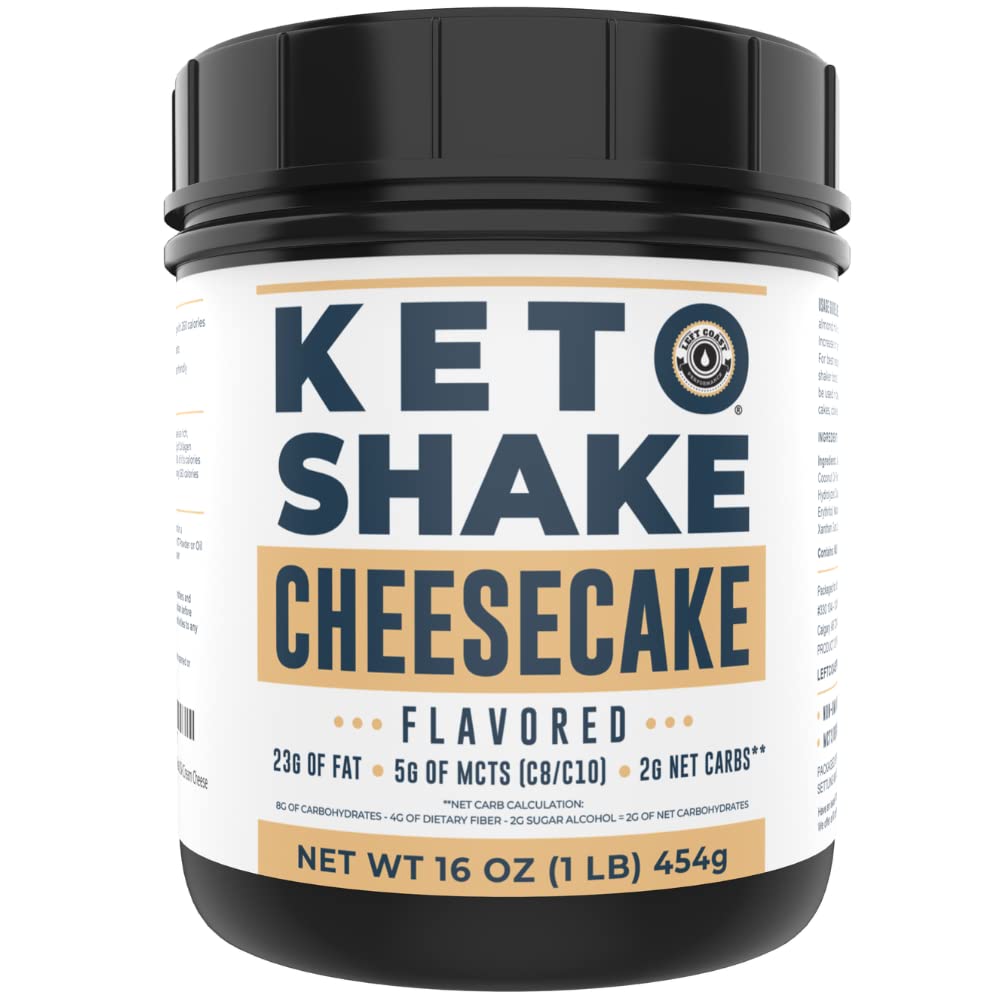16oz Juustukook Keto Meal Asenduskoks - madala carb Keto Valgusegu, kõrge rasvasisaldusega valk Raputage MCT-dega kookosõli pulbrist, kollageenpeptiididest ja reaalsest USA kreemjuust - 2 Net Carbs