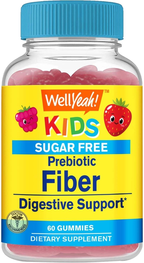 Well Yeah Sugar Free Fiber Gummies for Kids (4g) | Seedetrakti lisand | Prebiootiline kiudainelisand | 60 Count
