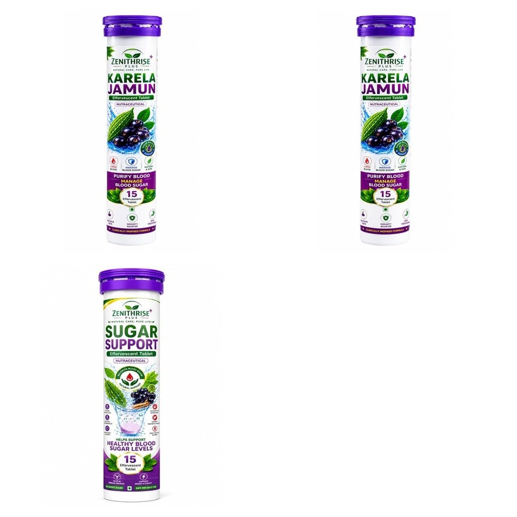 Zenithrise Plus Combo Karela Jamun 2 + Sugar Support 1 (3 pcs)