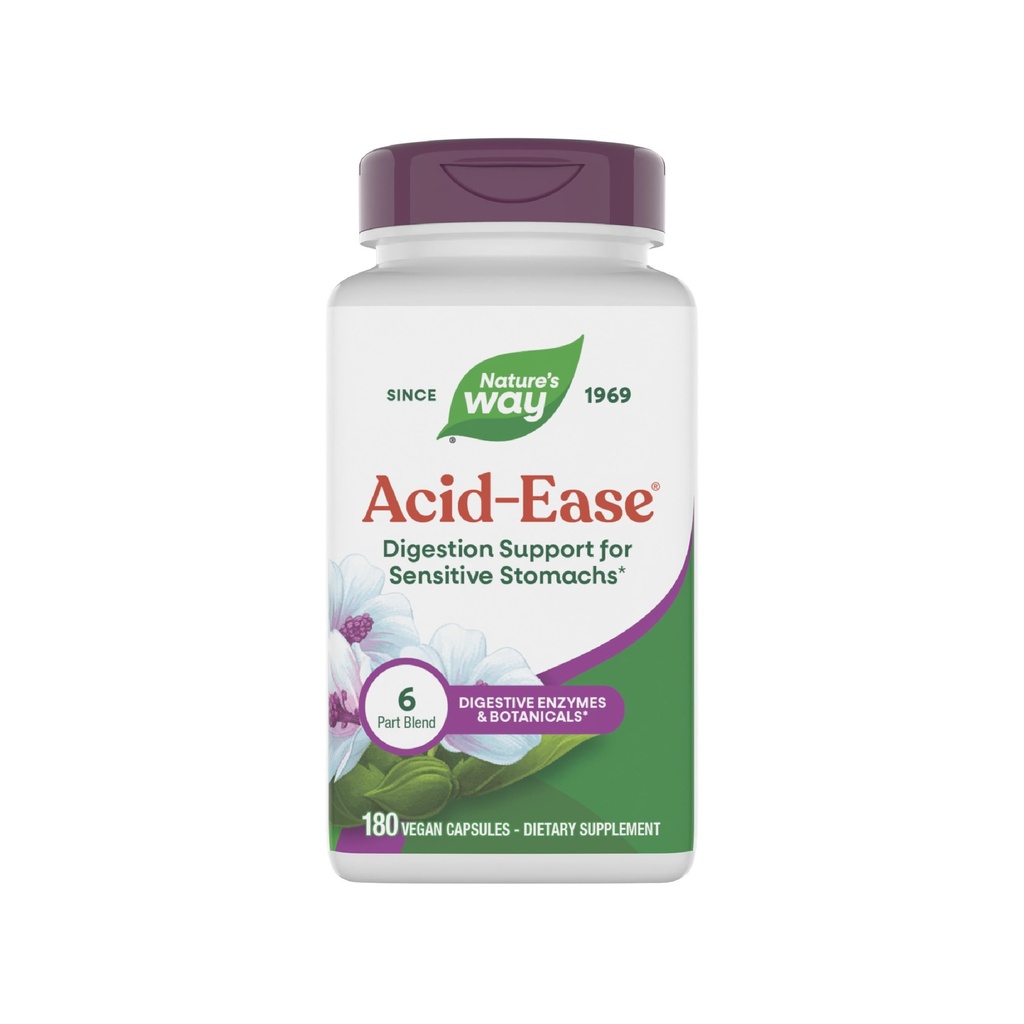 Nature's Way Acid-Ease Digestion Valem, Seedetrakti Toetav Täiendus Tundlikele Maodele *, 180 Vegan Kapslit