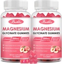 (2 Pack) Magneesium Glütsinaat Gummies-Magnesium Glycinate 500mg, Magneesium Complex Supplement koos kaaliumi, Vitamiin D, B6 Calm, Sleep & Stress Relief-Sugar Free, 120 Virsik Magneesium Gummies