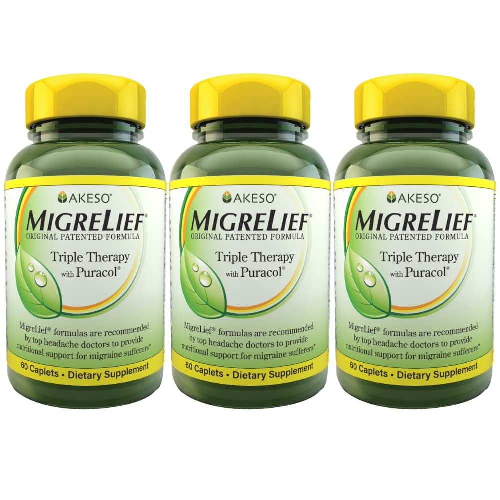 MigreLief Original Formula Triple Therapy koos Puracol, 60 Count (Pack of 3)