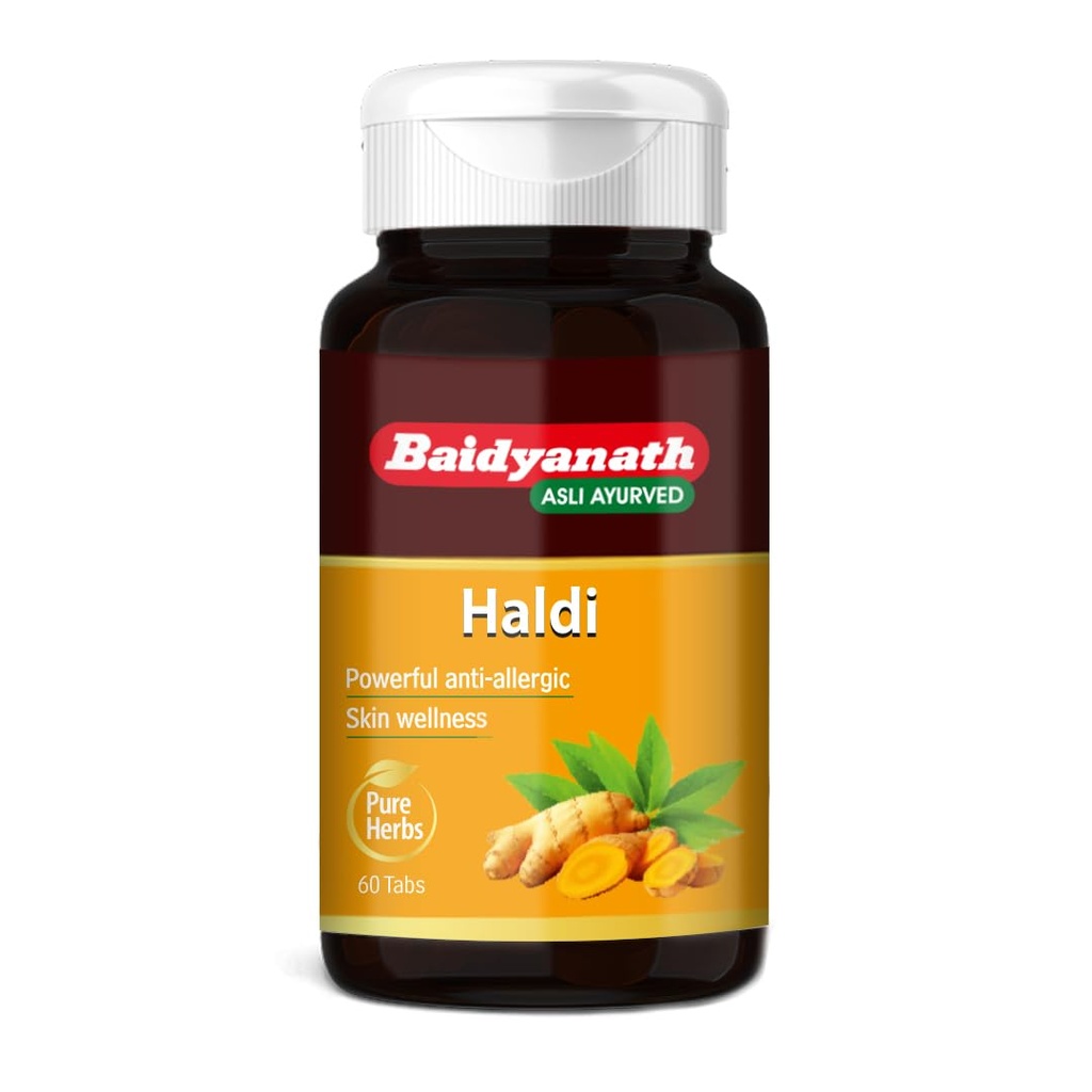Baidyanath Haldi Tablets - 60 Tablets | Ayurvedic Turmeric Supplement | With Haridra Extract | Supports Skin, Immunity & Liver Function |