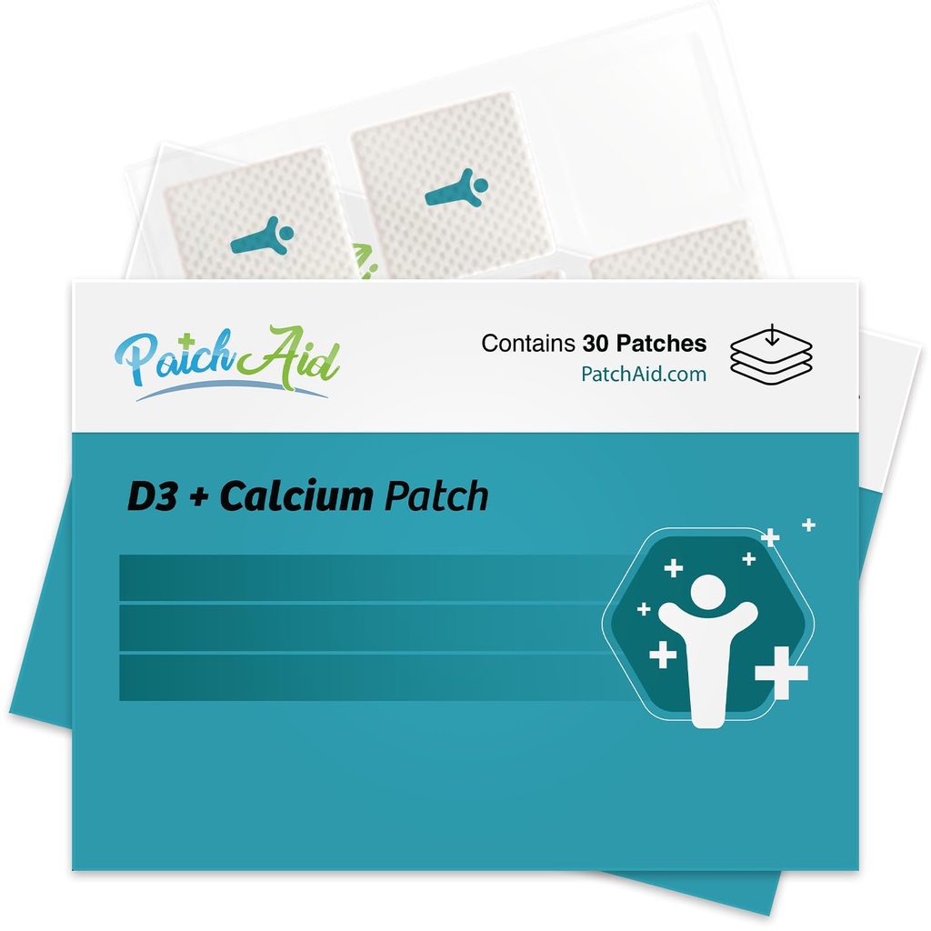 PatchAid D3/Calcium Topical Patch | Toetab luu tugevust ja kaltsiumi | 8-tunnine kandmine parema imendumise jaoks | 30-päevane pakkumine