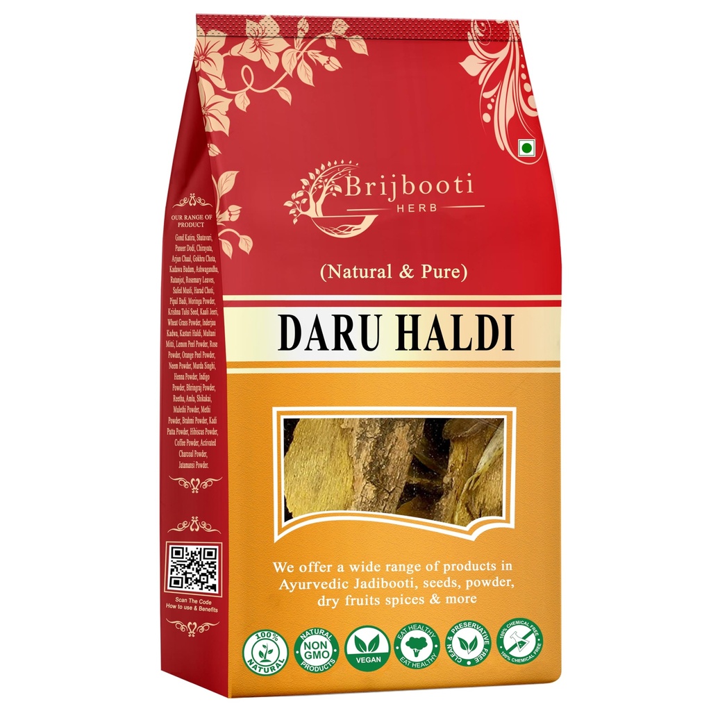 BrijBooti Daru Haldi Bark - (100 Gm) | Berberis aristata | Indian Barberry Daru Haldi Chaal