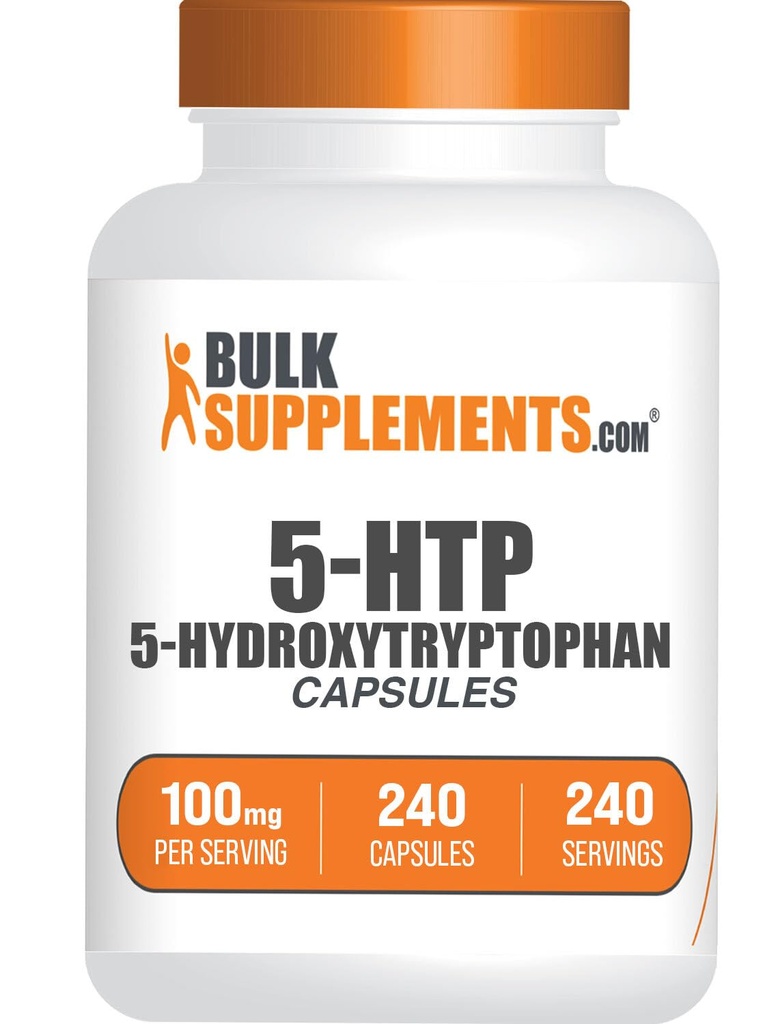 BulkSupplements.com 5-HTP kapslid - 5-hüdroksütrüptofaan, aminohappe lisand - gluteenivaba, 1 kapsel serveerimise kohta, 240 loend (pakk 1)