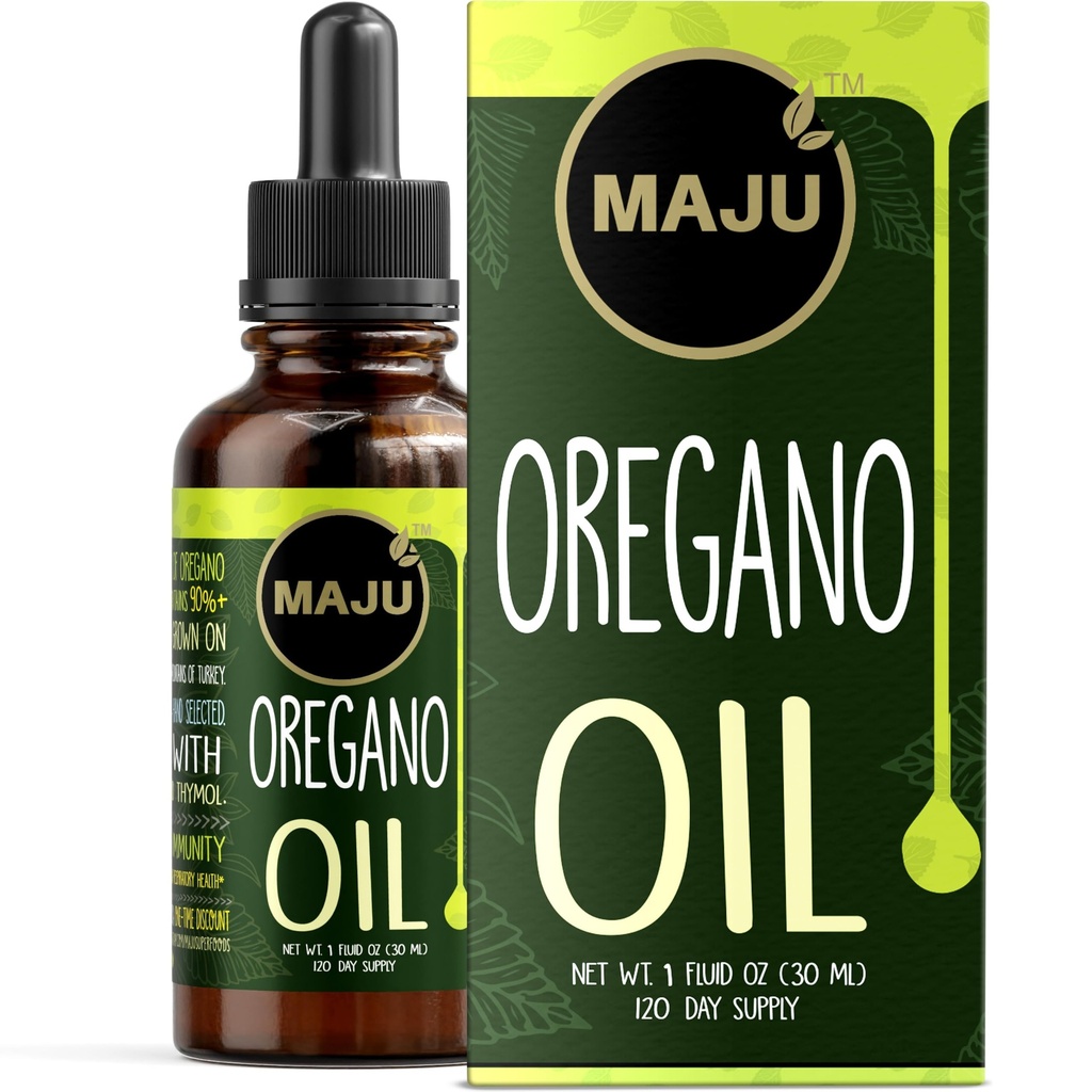Maju Superfoods Oregano õlitilgad, potentne 90%+ karvakrool (1 fl Oz) Metsik Vahemere eeterlik õli Oregano Vedel, Aceite de Oregano, Immune ja hooajaline tugi