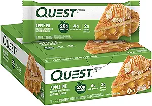 Quest Nutrition Apple Pie Protein Bar, 20 g valku, 4 g Net Carbs, 2 g Suhkur, Gluteenivaba, Keto Sõbralik, 12 Count