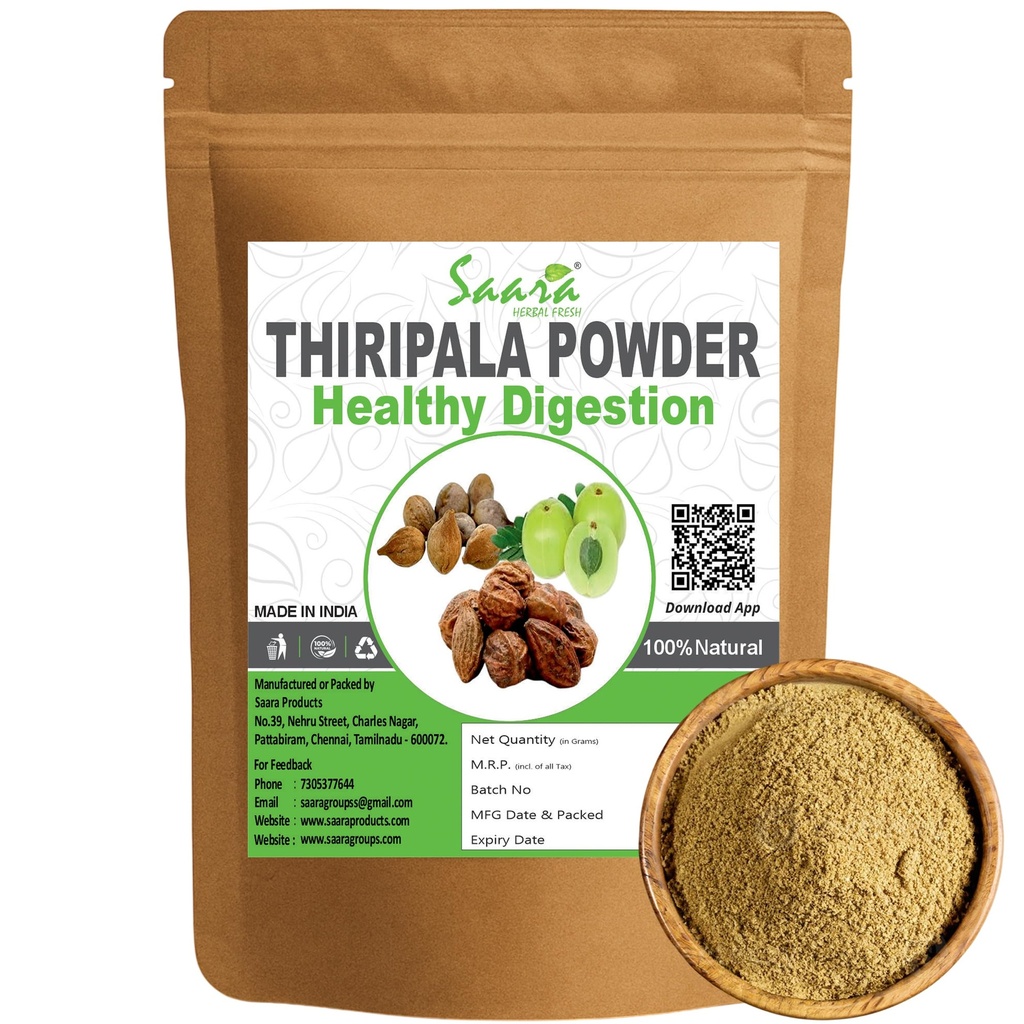 Saara HERBAL FRESH Triphala Churna Powder, 100g, Thiripala, Thiribala, Amla, Baheda, Haritaki,100g