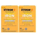 Vitron-C raualisand, üks kord päevas, kõrge potentsiga raud Plus C-vitamiin, punaste vereliblede tootmine, värvivabad tabletid, 60 loend, 2 pakendit
