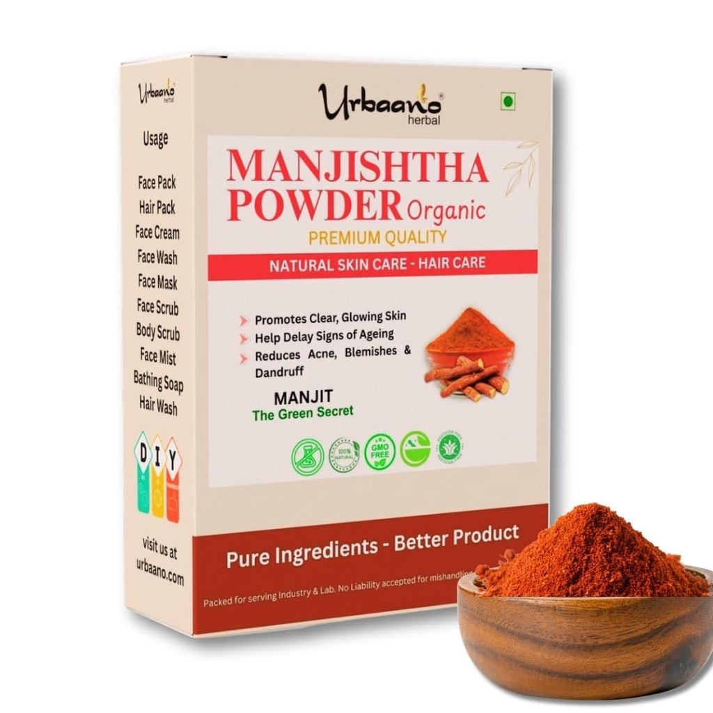 Organic Manjishtha Powder, Majith Powder, Indian Madder (100 Grams) - for Skin Lightening, Face pack, Hair and skin - Rubia cordifolia, Manjishta, Manjista