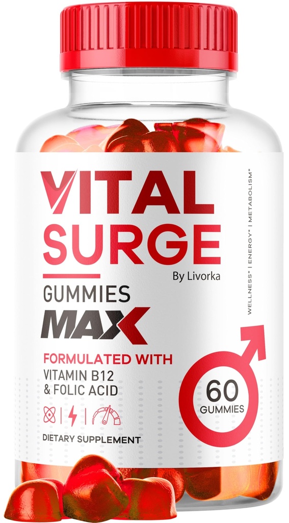 Vital Surge - Vital Surge for Men Gummies, Vital Vita Surge Max Maksimaalne tugevus 1050 MG, VitalSurge Supplement Support Gummy Advanced Formula, Premium Vitamiin Gomitas (60 Gummies)