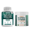 Teaveli Spirulina ja Chlorella kapslid ja Orgaic Odra Grass Mahl Pulber
