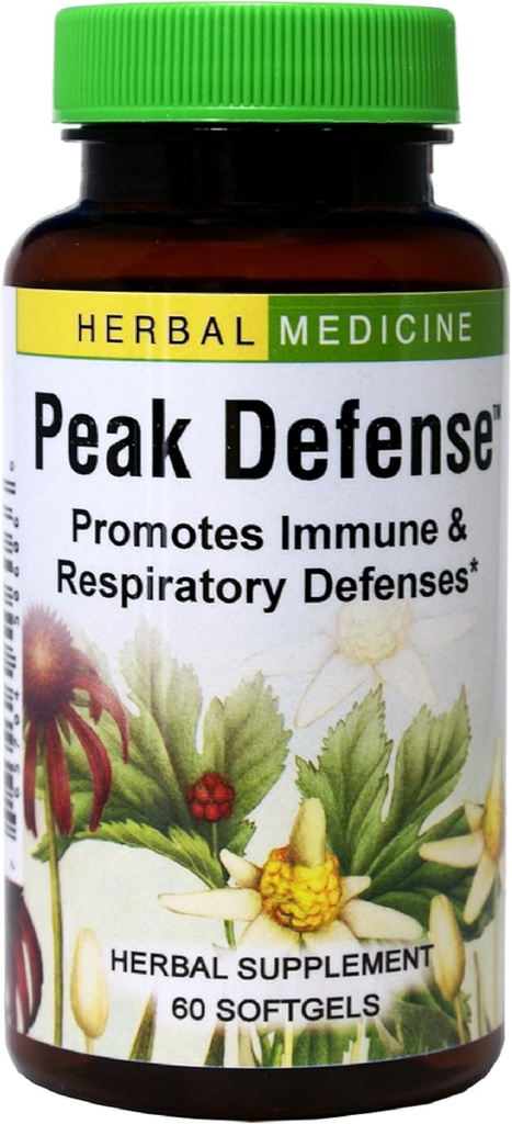 Maitsetaimed Etc. Peak Defense - Tervisliku hingamissüsteemi toetamine - Taimne lisand immuunsuse tervise toetamiseks - Vitality Support Supplement täiskasvanutele - Gluteenivaba - 60 Softgels (60 Servings)