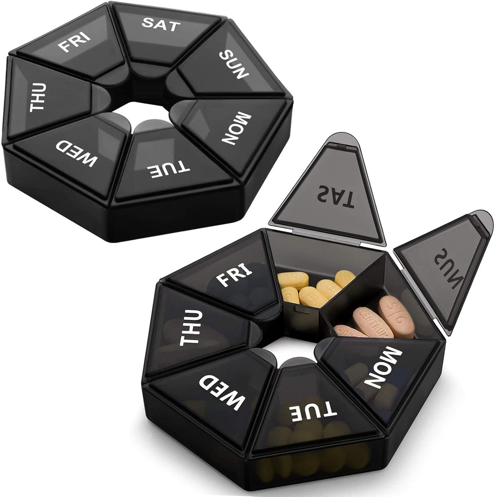 2PCS Nädalane Pill Korraldaja Suur 7-päevane Pill Box Korraldaja Päevane meditsiin Vitamiin Kalaõli Pillid Toidulisandid Artriit Sõbralik