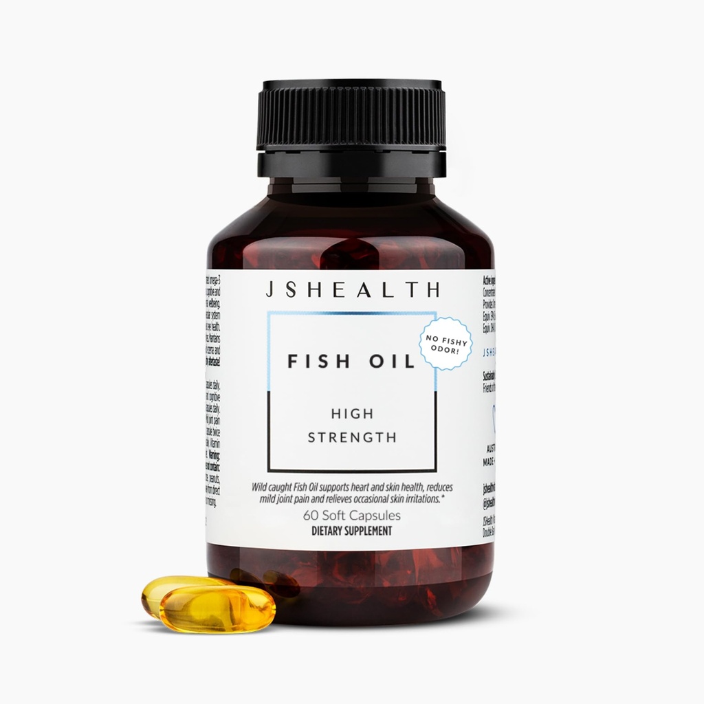 JSHealth High Strength Omega-3 Fish Oil | Wild-Caught, Friend of the Sea Certified, 60 kapslit