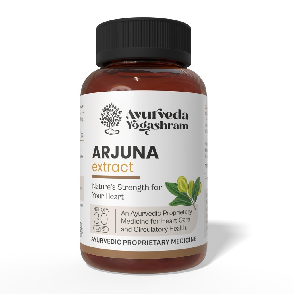 Ayurveda Yogashram Arjuna Tablets – Ayurvedic Cardiac Wellness Supplement | Supports Heart Health & Blood Pressure Balance | 30 Tablets | Approved by Ministry of Ayush
