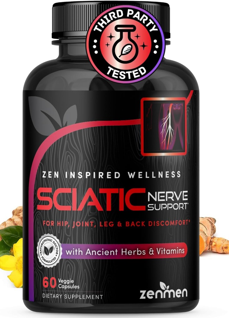 Sciatic Nerve Support kapslid - Hallake alaselja, liigeste ja jalgade probleeme - vitamiinid B1, B6, B12 ja magneesium looduslike maitsetaimedega - 60 vegankapslit, kolmanda osapoole testitud, 30 päeva pakkumine, valmistatud USA-s
