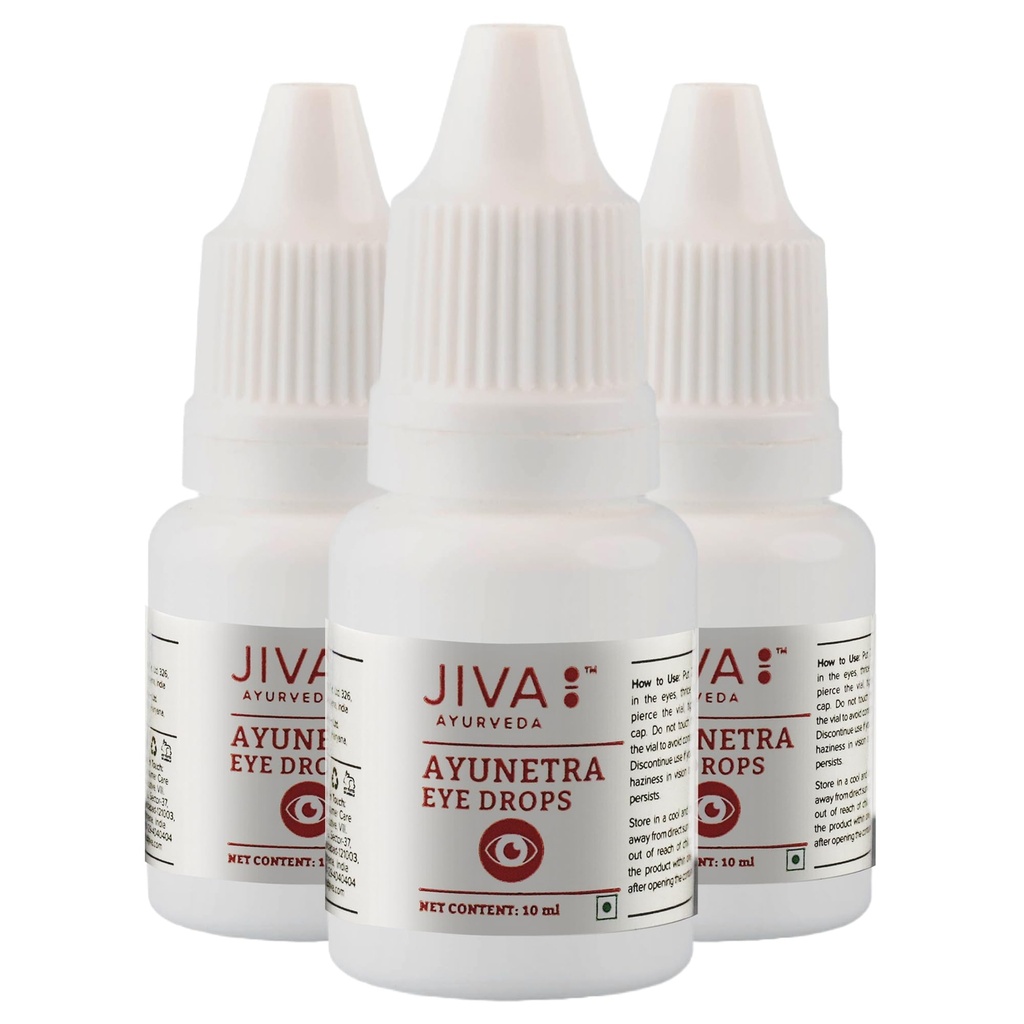 Jiva Ayunetra Eye Drops - 10ml (Pack of 3) | 100% Pure & Natural | Cleanses, Cools & Lubricates dry Eye's