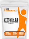 BulkSupplements.com Tiamiinmononitraadi pulber - vitamiin B1 pulber, tiamiin B1 lisand - B1 vitamiinid, gluteenivaba, 125 mg serveerimise kohta, 250 g (8,8 oz) (pakk 1)