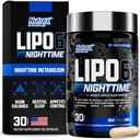Nutrex Lipo 6 Öine rasvapõletaja | Melatoniin Sleep Aid & Weight Loss Dieet pillid meestele ja naistele | Öine aeg Metabolism Booster isu vähendav | 30 Servings (1)
