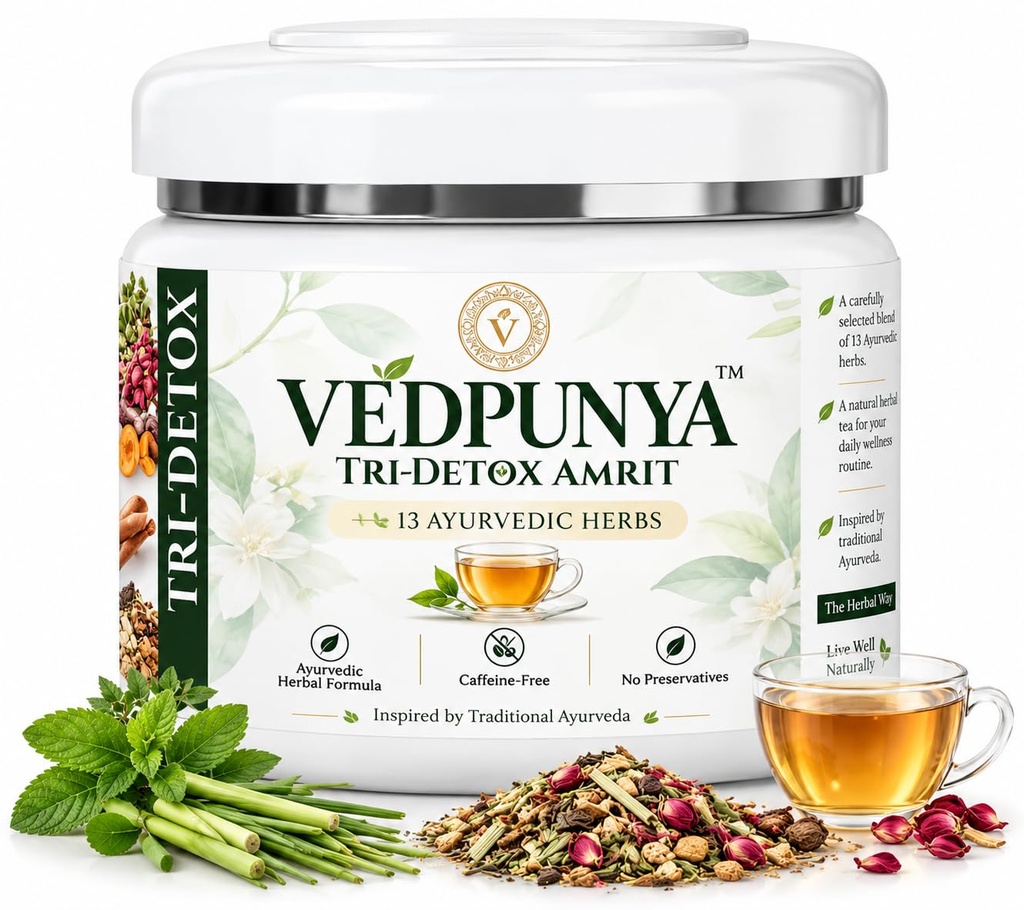 VEDPUNYA TRI-DETOX AMRIT Herbal Tea — 13-Herb Blend