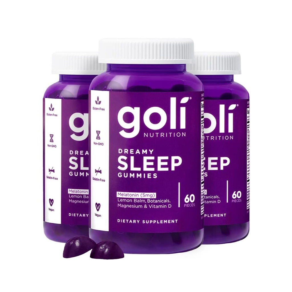 Goli Dreamy Sleep Gummy - 180 krahv - melatoniin, D-vitamiin, magneesium ja sidrunbalmi ekstrakt - želatiin-vaba, gluteenivaba, vegan ja mitte-GMO