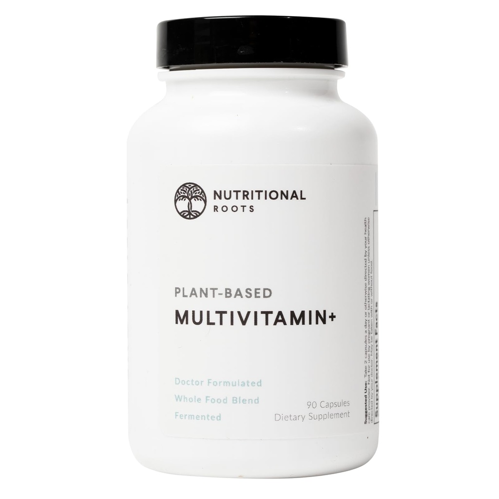 Toitainete juured Multivitamiin+, auhinnatud taimepõhine (vegan) multivitamiin, orgaanilised köögiviljad ja maitsetaimed, fermenteeritud vitamiinid, probiootikumid, arsti valik, 45 serveerimist