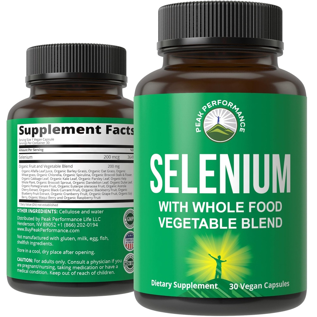 Seleeni lisand koos 25+ köögiviljade ja puuviljade seguga Maxi imendumiseks. Puhas Selenium Vegan kapslid immuunsüsteemi, kilpnäärme tugi, südame tervis, eesnäärme tugi. 30 tabletti
