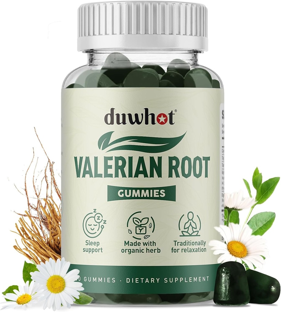 Valerian Root Gummy, Orgaaniline Valerian Juur Sleep & Stress Relief, Täiustatud Kummeli Lill täiskasvanutele, Kids-Friendly, Apple Flavor, 60 Counts