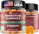 Berberiin koos Ceylon Cinnamon Gummies - 1500mg Berberine HCI täiendada kroomi, kurkum ja piimaohakas - Immuunsüsteemi tugi - naistele ja meestele - 60 suhkruvaba kummikud