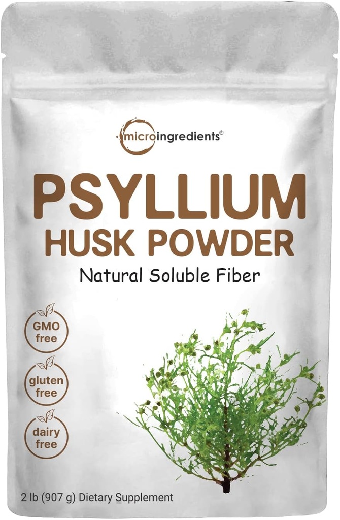 Mikrokoostisosad Psyllium Husk Pulber, 2lbs (32oz) | Igapäevane lahustuv kiudainelisand | India päritolu | Looduslikud prebiootikumid ja probiootikumid | Toetab seedetrakti tervist | Mitte-GMO, Keto Sõbralik, Vegan