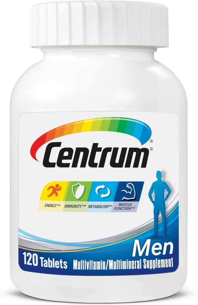 Centrum multivitamiin meestele, multivitamiinid / multimineraalsed toidulisandid D3-vitamiiniga, B-vitamiinid ja antioksüdandid, Gluteenivabad, mitte-GMO koostisosad - 120 loend