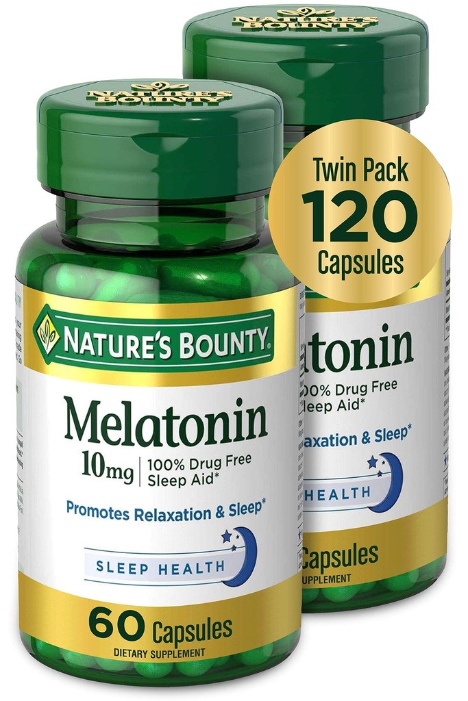 Looduse pearaha melatoniin, soodustab lõõgastumist ja une tervist, 10mg, kapslid, 60 Ct (2 Pack)