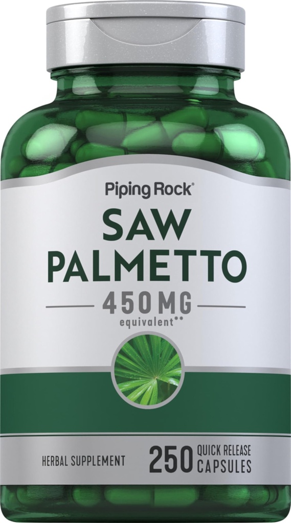 Piping Rock Saw Palmetto meestele ja naistele | 450 mg | 250 kapslit | Herb Extract Supplement | Serenoa Repens | Non-GMO, Gluteenivaba