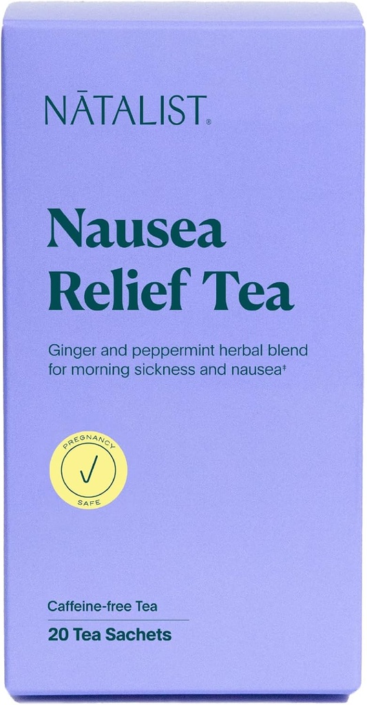 NATALIST Iiveldus Relief Tee Kerge rasedus Hommikune haigus Rahuldav Taimepõhine Mugavussegu naistele - Seedetrakti rahustav orgaaniline ingver & piparmünt - Vegan, Gluteenivaba, kofeiinivaba - 20 kotti