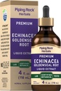 Torukivi Echinacea Goldenseal Tinktuur | 4 Fl Oz Vedeliktilgad | Alkoholivaba taimeekstrakt | Taimetoitlane, mitte-GMO, gluteenivaba lisand