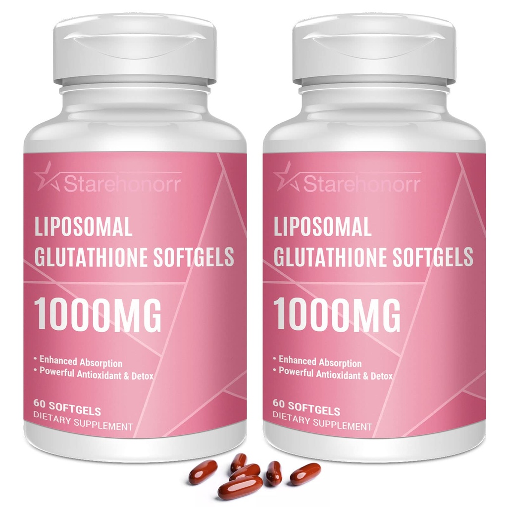 Liposomaalsed glutatiooni pehmed geelid 1500MG, vähendatud glutatiooni lisand C-vitamiiniga, parem imendumine, mitte-GMO võimas antioksüdant tervislikuks vananemiseks, detox, immuuntervis, 120 Softgels