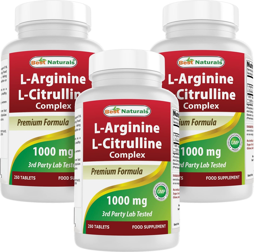 Parimad looduslikud L-arginiin L-tsitrulliini kompleks 1000 mg 250 tabletti (250 arvu (3 pakendis))