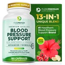 PurePremium Vererõhu täiendused Hawthorn Berry, Hibiscus, küüslauk ja vitamiin B12 - lämmastikoksiidi lisa normaalse südame tervise, vereringe tervise ja vererõhu toetamiseks - 180ct