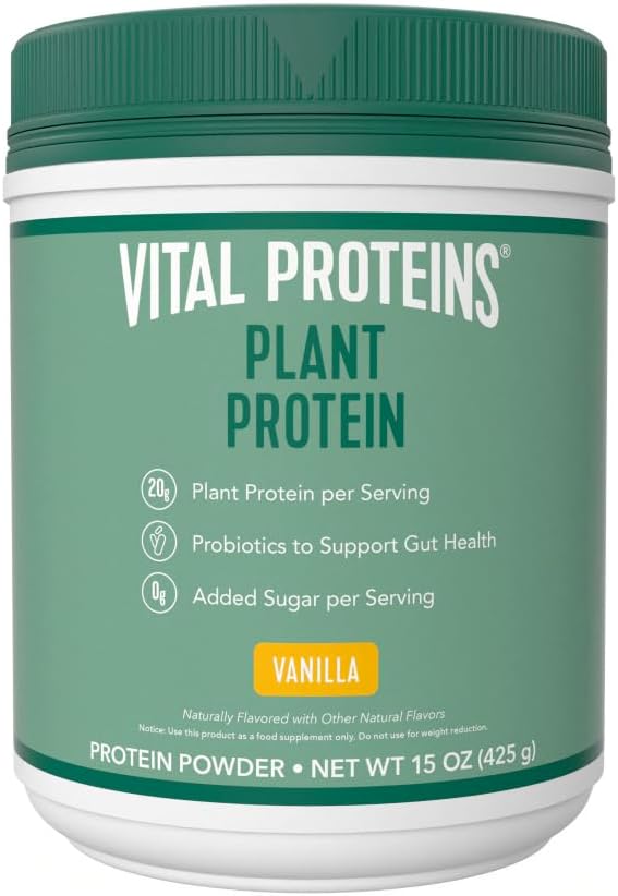 Vital Proteins Valgupulber – 20g Taimne Valk Chickpeaga – 1B CFU Probiootikum Soolestiku Tervisele, Lisamata Suhkrut – Vanilla, 15 oz