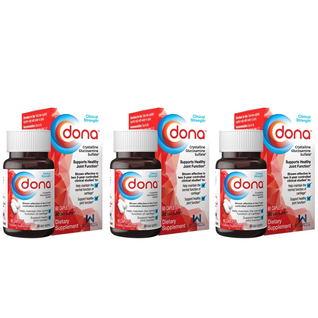 Dona Crystalline Glükoosamiin Sulfate, 750 Mg, ühine täiendada pillid põlvemugavus ja ühine tervise tugi, 750 Mg, 60 Count (3 Pack)