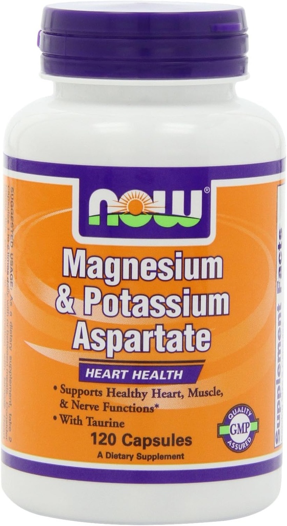 NOW Magneesium ja kaaliumaspartaat W/ tauriin, 120 kapslit (2 pakendis)