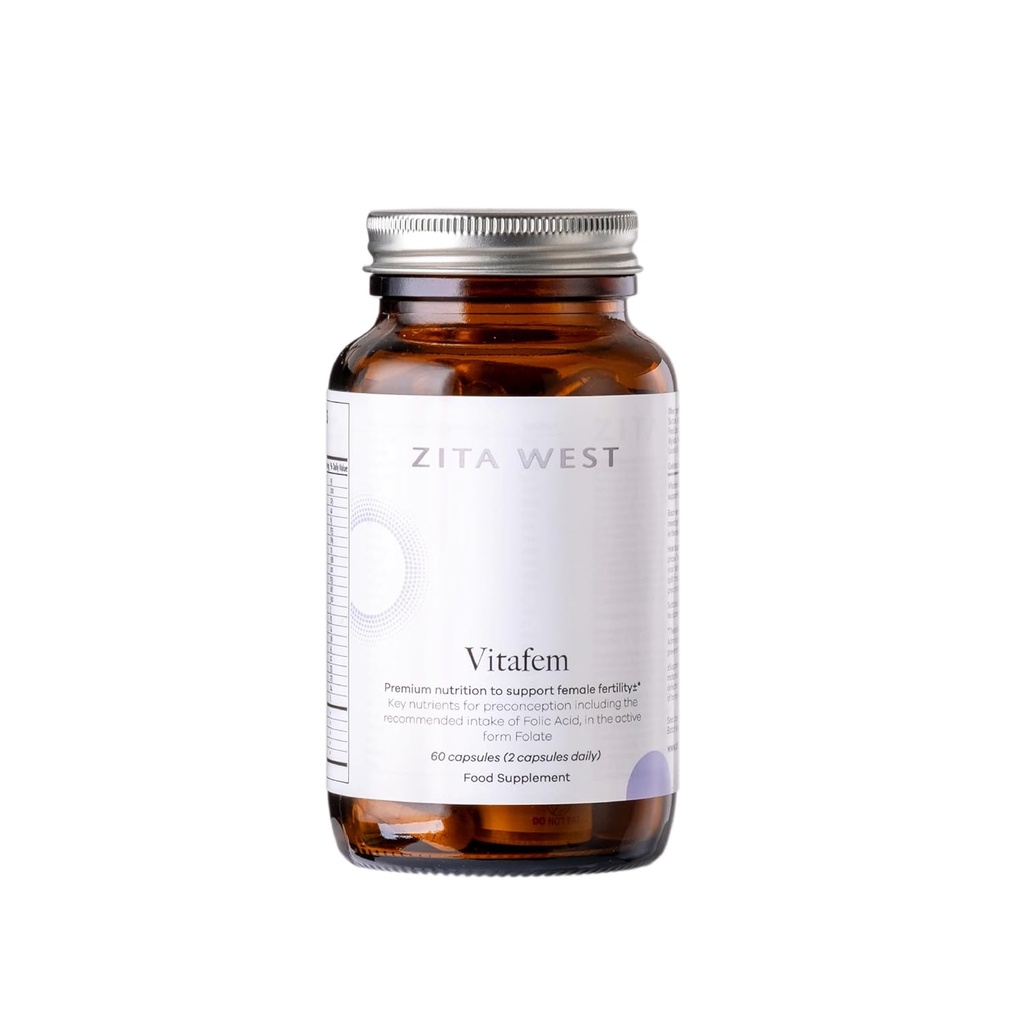 Zita West Vitafem Premium Fertility Supplement naistele - Sünnieelsed vitamiinid Folaadiga Preconception Support - 60 kapslit (1 kuu pakkumine)