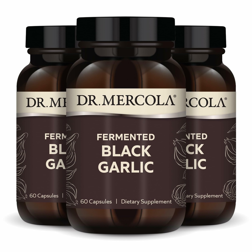 Dr Mercola Fermented Black Küüslauk, 90 Servings (180 kapslit), Toidulisand, Toetab Immune Health, Non-GMO