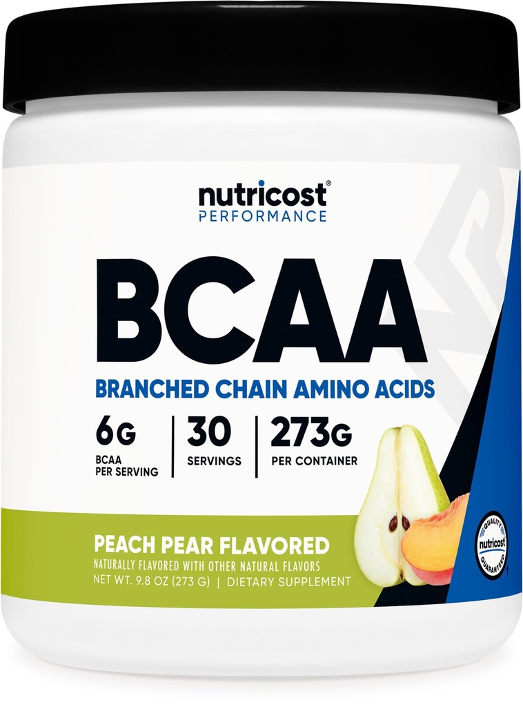 Nutricost BCAA pulber 2: 1: 1 (virsikupirn, 30 serveerimist) - hargnenud ahelaga aminohapped